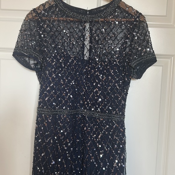 Mother of the bride dress by Adrianna Papell size 10 navy with sequins long gown - Picture 2 of 4